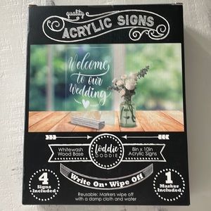 Acrylic Signs, NWT, Reusable with White Chalk Marker